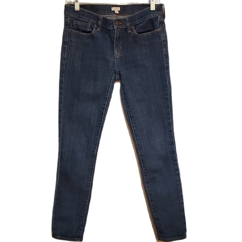 J Crew Stretch Dark Blue Straight Leg Jeans Rustic Farmhouse Women's Size 26